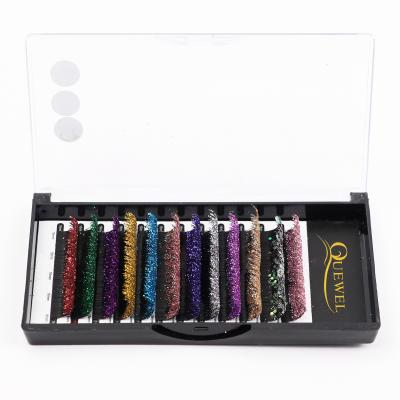 China QUEWEL Color Lashes Natural Long Mink Shimmer Lash Two Tone Highlights with Color Shimmer Highlights for sale