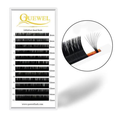 China Easy To Graft Custom Lash Quewel Easy Fan Lash J Since C D L Loop 0.07mm Private Label Lash Extension Trays Easy Fan for sale