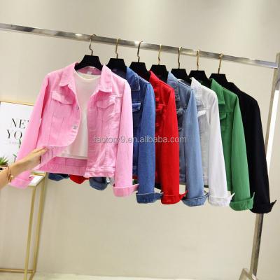 China Cheap custom print QUICK DRY casual street jacket jeans logo coat girls jeans recycle jacket for sale