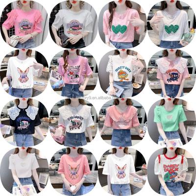 China Anti-wrinkle fashion women's cotton loose shirt women's casual clothes summer custom embossed women's print T-shirt for sale