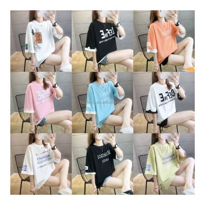 China Wholesale Cheap Anti-wrinkle Women's Shirts Summer Cotton Women's Pattern 100% Casual Short Sleeve T-shirt for sale