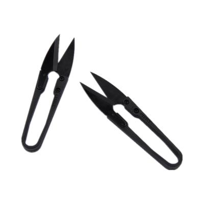 China Easy Control Quicksand Shears With Black Rubber Handle Wire End Shears In Garment Factories Small U Shaped Scissors for sale