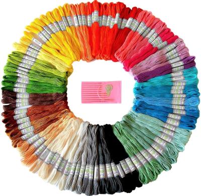 China Home Premium Rainbow Color Embroidery Floss Cross Stitch Threads Looms Floss - 105 Skeins Free Set Of Embroidery Needles for sale