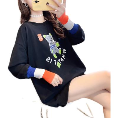 China Anti-Wrinkle Women's Solid Color Printed Cotton Leisure Long Sleeve Crow Neck Sweatshirts Wholesale Custom Outdoor Daily Sports for sale