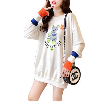 China Hot Sale Anti-Wrinkle Women's Solid Color Printed Cotton Leisure Long Sleeve Crow Neck Sweatshirts Wholesale Custom Sports Daily Outdoors for sale