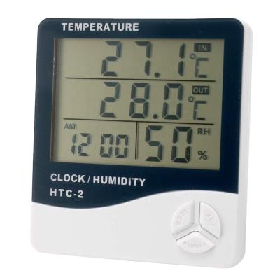 China Temperature and humidity meters AMAZON HTC-2 indoor large screen digital display high-precision thermometer and hygrometer with time calendar for sale