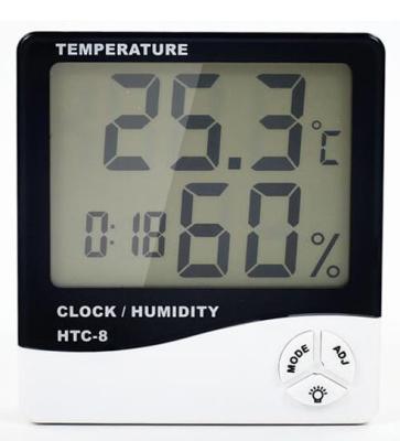 China Temperature and humidity meters AMAZON HTC-8 indoor large screen digital display high-precision thermometer and hygrometer with time calendar for sale