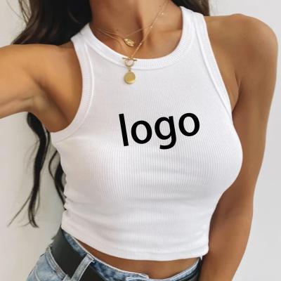 China 2023 Hot Custom Women QUICK DRY Logo Crop Tank Tops Summer Lady Casual Ribbed for sale