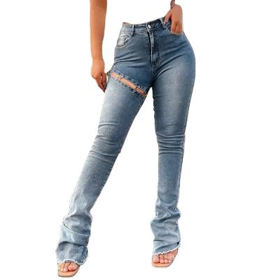 China New Design Fade Proof Custom Color Women's Casual Blue Spandex Polyester Spandex Style Fly Cloth Zipper Waist Jeans Ladies for sale