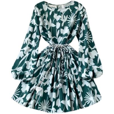 China Wholesale Washable Discount Women Long Sheath Elegant Casual Ladies Emerald Green Floral Dress For for sale