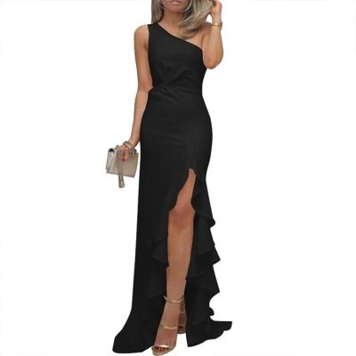 China New Fashionable One Shoulder Ladies Long Dinner Dress Slim Sexy Women Clothes for sale