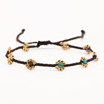 China Braided Rope Daisy Flower Trendy Adjustable BOHEMIA New Natural 3mm Stones Bracelet For Girl Friendship Chakra Handmade Bracelet for sale