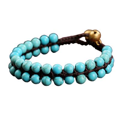 China TRENDY Boho 4mm Handmade Mixed Turquoise Fashion Bracelets Braided Wax Beaded Strands Wrap Friendship Macrame Bracelet For Girls for sale