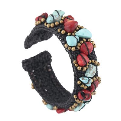 China European and American gravel style BOHEMIA Bohemian copper beads jewelry bracelet screw wholesale adjustable retro hope weaving bracelet for sale