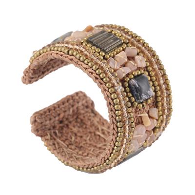 China Brass Crystal Charm Cuff Bangle Retro BOHEMIA Jewelry Bracelet Custom Ethnic Bohemian Bangle Bracelet for sale