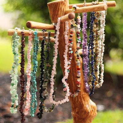 China Hot Selling BOHEMIA Bohemian Natural Raw Gravel Beaded Colorful Healing Stone Crystal Summer Necklace For Women Scarf Minimalism for sale