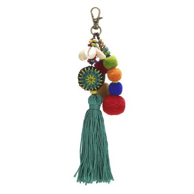 China European Stuffed Balls and American Bohemian Style Shell Wax Thai Thread Bell Handwoven Head Chain Handwoven Pendant Antique Bronze for sale