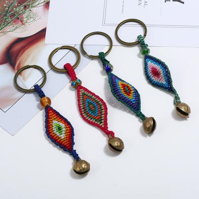 China Wax Rope Braided Designer Vintage Macrame Key Chain Vintage /Boho Evil Eye Evil Eye Trendy Handwoven Unique Car Key Chain Eco-Friendly for sale