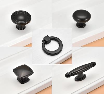 China Modern Hot Sale Aluminum Cabinet Drawer Furniture Kitchen Knob Black Handle for sale