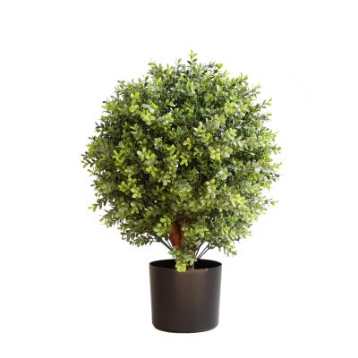 China 90cm Modern Faux Plant Decor UV Resistant Artificial Boxwood Topiary Spiral Tree for sale