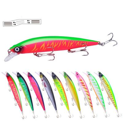 China ABS Plastic 14cm Bionic Colors 18.3g 9 3D Eyes Sea Fish Baits With Treble Hooks Trembling Floating Sea Minnow Bass Bait Fishing for sale