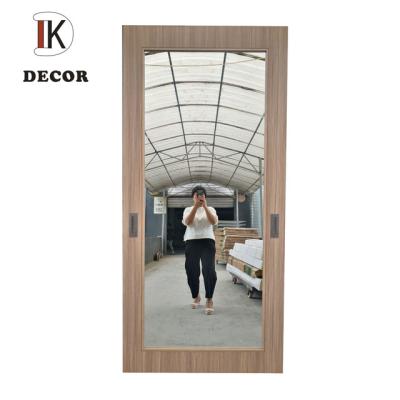 China Modern Hotel Bathroom Beveled Mirror MDF Sliding Barn Door for sale