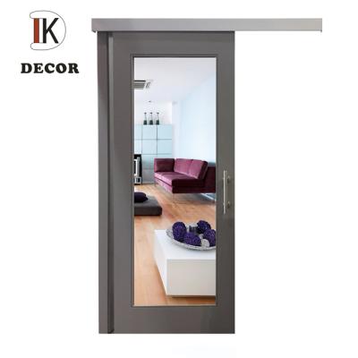 China Modern View Mirror Barn Door Wood Panel Door With Valance/Hardware/Handle Accept Customized for sale