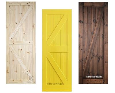 China DIY Decoration Knotty Pine High Quality Solid Wood Interior Sliding Barn Doors for sale