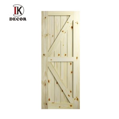 China DIY Decoration Packaged Unfinished Solid Pine Wood Knotty Pine Barn Door for sale