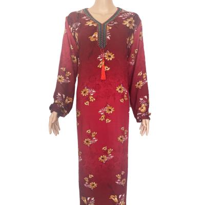 China Cotton Breathable Swing Multicolor Elastic Waist Long Sleeve Abaya Dubai Muslim Dress Big Evening Dress Islamic Women's Clothing for sale