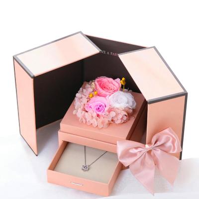 China Disposable Custom Design Luxury Gift Box Creative Flower Box Double Packing Box for sale