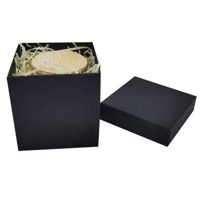 China Handmade Wholesale Custom Printed Luxury Black Plain Rigid Paper Cardboard Candle Gift Box Packaging for sale