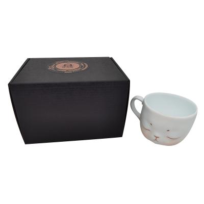 China Wholesale Custom Handmade Logo Coffee Mug Box Gift Mug Packaging Box Matte Black Cardboard Shipping Box for sale