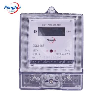 China Penghui Single Phase Electricity Meter 230V Liquid Crystal Electronic Electricity Meter DDS1986 for sale