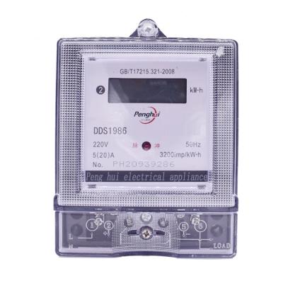 China Two Wire Electronic Digital Electricity KWH Meter DDS1986 Single Phase for sale