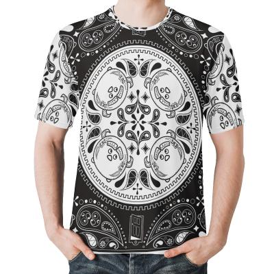 China Custom Flowers Mens Anti-Wrinkle Cashew Oversized Shirts Teams Casual Tops Factory Price Bandana Printed Mens Short Sleeve T-Shirt for sale