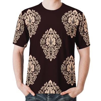 China Anti-Wrinkle All Over Print Men's Tee Plus Size Polyester Wholesale European Baroque Men's Summer Style T-shirt for sale