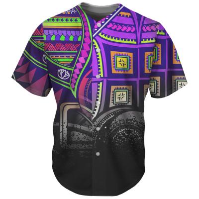 China Short Sleeve Polynesian Tribal Men's Buttons T-Shirt Printing Baseball Shirts Baseball Tank Top Equipment Mens Sublimation Cheap Price for sale