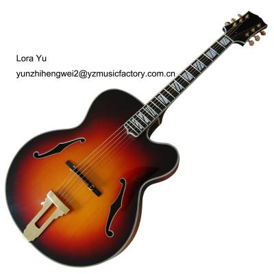 China yunzhi brand 18inch solid body archtop jazz full handmade hollow hollow guitar for sale