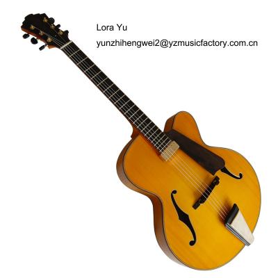 China Custom handmade hollow body 16inch jazz guitar from yunzhi solid flawless for sale