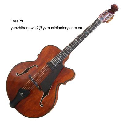 China Impeccable yunzhi body handmade violin style archtop hollow jazz guitar for sale