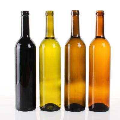 China Wholesale Factory Produced Empty Burgundy Glass Beverage Packaging 750ml Wine Bottle for sale