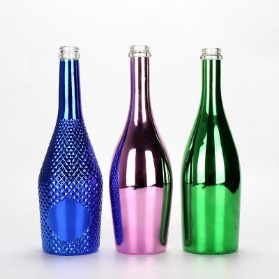 China Custom Empty Green Glass Black Champagne Bottle Glass Spirits Bottles Beverage Wine Bottle 375ml 500ml 750ml for sale