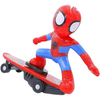 China It can rotate and stand up when falling Mini Remote Control 2022 Electric Spiderman Stunt Scooter Toy With Cool Light 360 Degree Rotation for sale