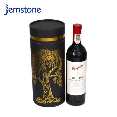 China Custom Biodegradable Luxury Wine Bottle Gift Wrapping Gift Box Champagne Round Paper Cardboard Cylinder Gift Box for sale