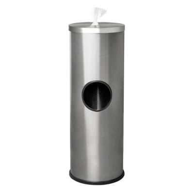 China Floor Standing Dispenser Recycling Bin 201 Stainless Steel Cloth Wet Rag Garbage Bin Dispenser With Bin for sale