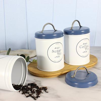 China 3pcs Food Metal Kitchen Canister Set Coffee Sugar Tea Storage Jars With Lid Counter Airtight Storage Box For Kitchen for sale