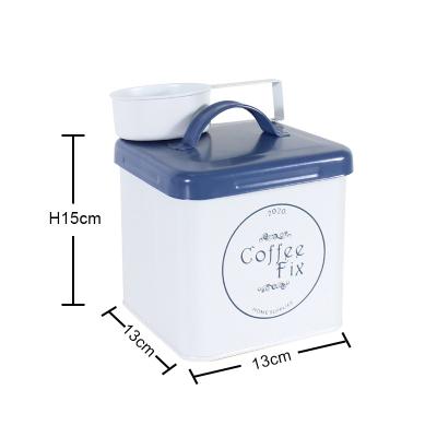 China Freshness Preservation Maker Galvanized Iron Tea Storage Jar With Scoop Powder Metal Square Canister 2.5L Coffee Bean Liner Storage Bin for sale