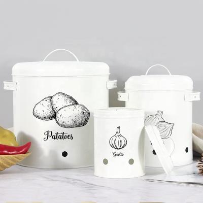 China Customized Viable Airtight Kitchen Food Storage Box Potato Onion Garlic Canister Set for sale