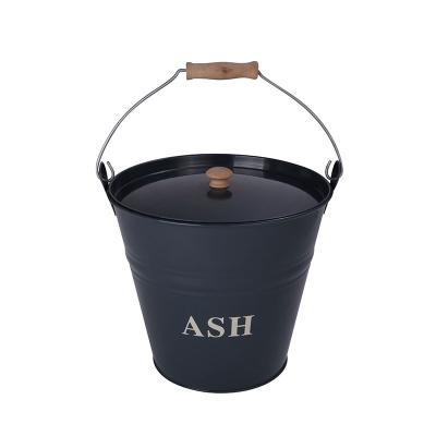 China Stocked Galvanized Iron Storage Canister With Lid Household Ash Bucket With Handle Metal Fireplace Tool Wood Bucket for sale